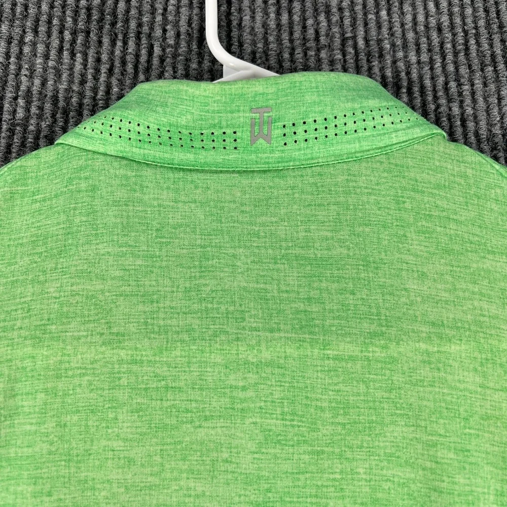 Nike‎ Tiger Woods Polo Mens Large Green Striped Short Sleeve Golf Outdoor